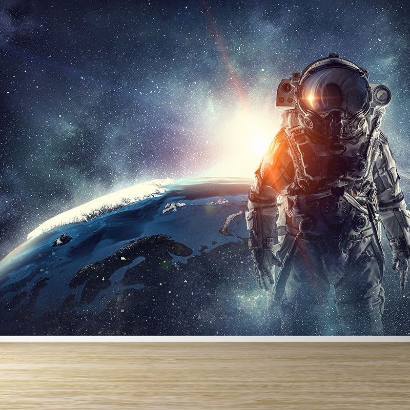 Avelena | Riesiges Astronauten-Print-Mural für Das Schlafzimmer Universum Wandkunst In Blau, Fleckenresistent