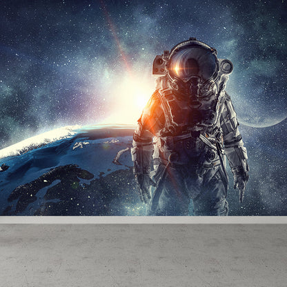 Avelena | Riesiges Astronauten-Print-Mural für Das Schlafzimmer Universum Wandkunst In Blau, Fleckenresistent
