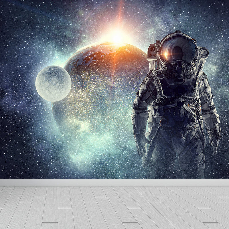 Avelena | Riesiges Astronauten-Print-Mural für Das Schlafzimmer Universum Wandkunst In Blau, Fleckenresistent