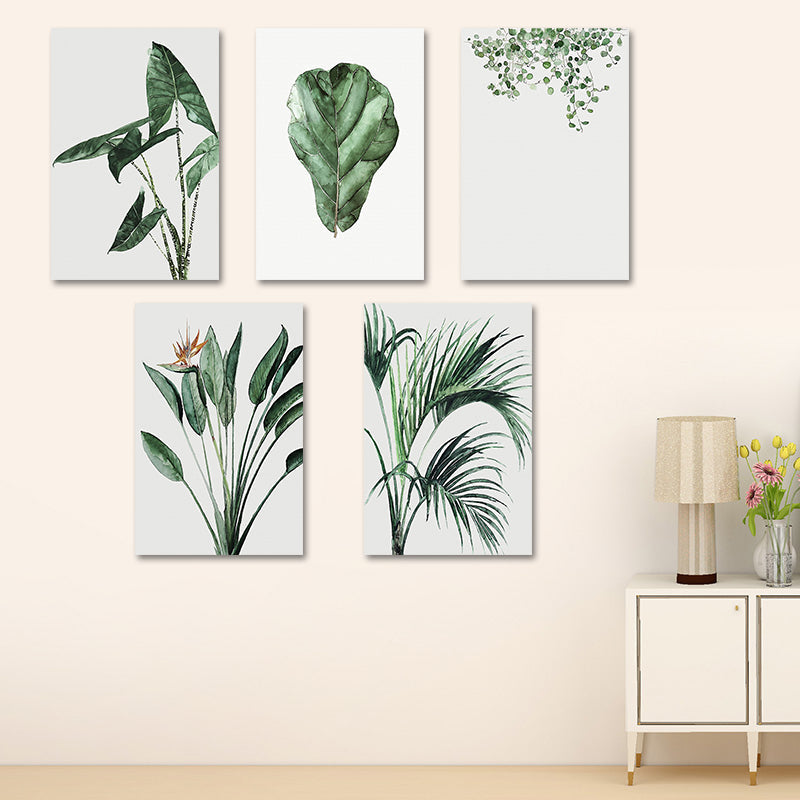 Avelena | Farmhouse Botanics Wandkunst Grünes Blatt Leinwanddruck für Das Wohnzimmer, Texturiert