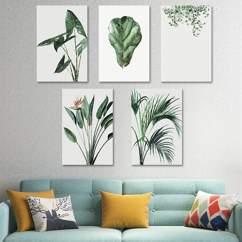 Avelena | Farmhouse Botanics Wandkunst Grünes Blatt Leinwanddruck für Das Wohnzimmer, Texturiert