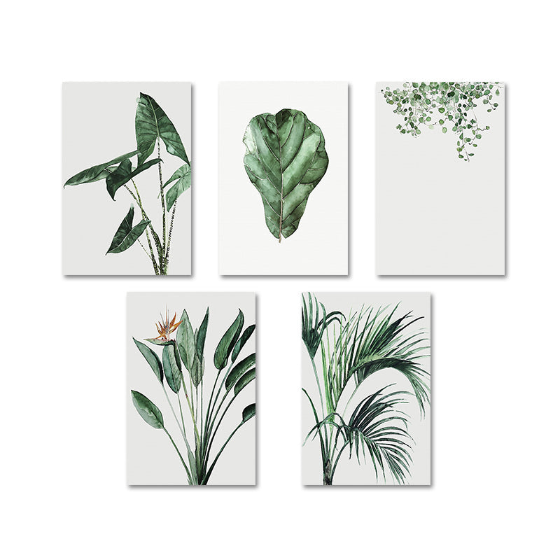 Avelena | Farmhouse Botanics Wandkunst Grünes Blatt Leinwanddruck für Das Wohnzimmer, Texturiert