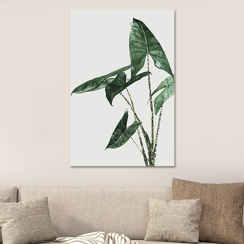 Avelena | Farmhouse Botanics Wandkunst Grünes Blatt Leinwanddruck für Das Wohnzimmer, Texturiert