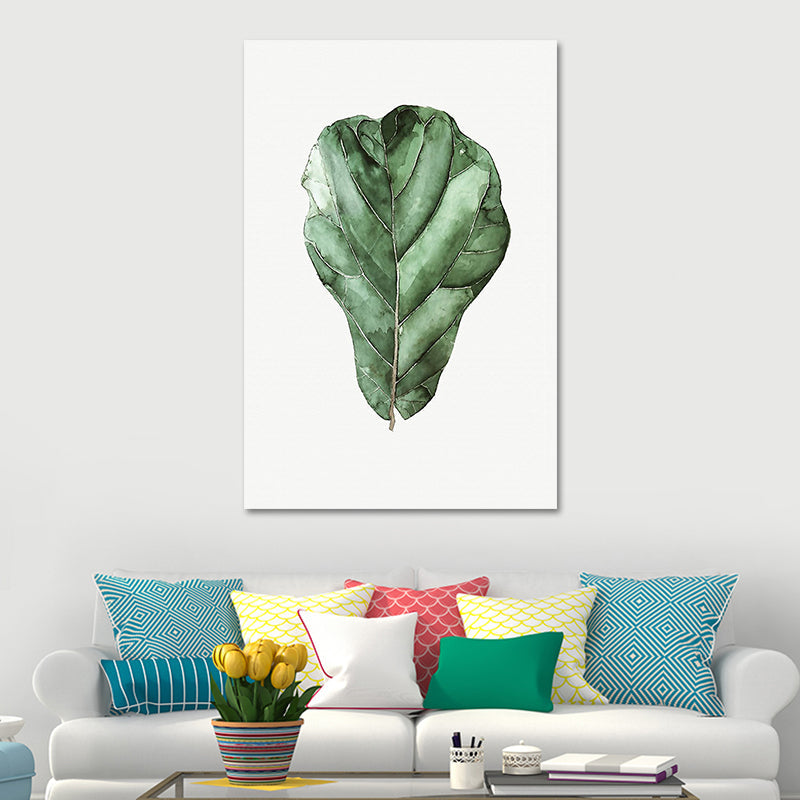 Avelena | Farmhouse Botanics Wandkunst Grünes Blatt Leinwanddruck für Das Wohnzimmer, Texturiert