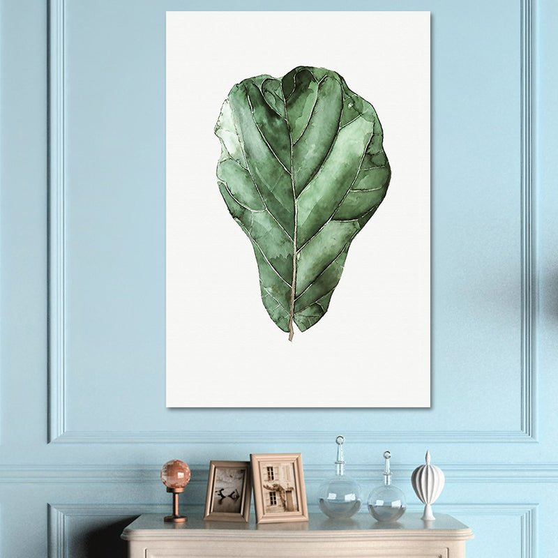 Avelena | Farmhouse Botanics Wandkunst Grünes Blatt Leinwanddruck für Das Wohnzimmer, Texturiert