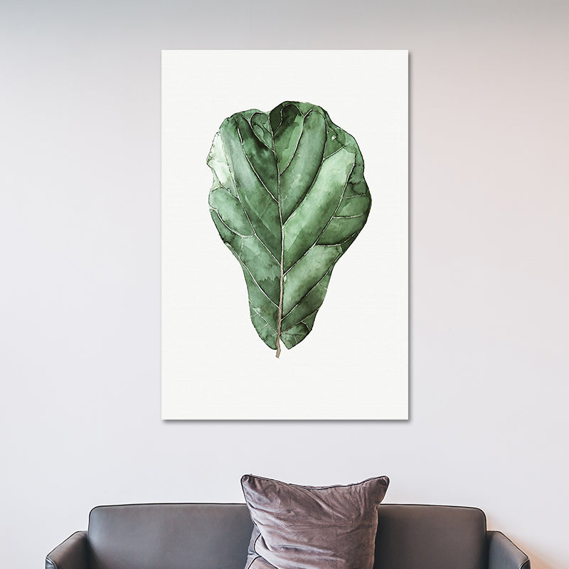 Avelena | Farmhouse Botanics Wandkunst Grünes Blatt Leinwanddruck für Das Wohnzimmer, Texturiert