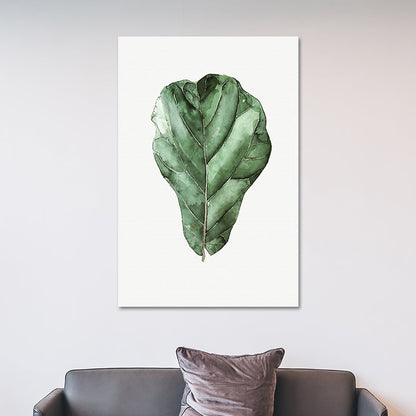 Avelena | Farmhouse Botanics Wandkunst Grünes Blatt Leinwanddruck für Das Wohnzimmer, Texturiert