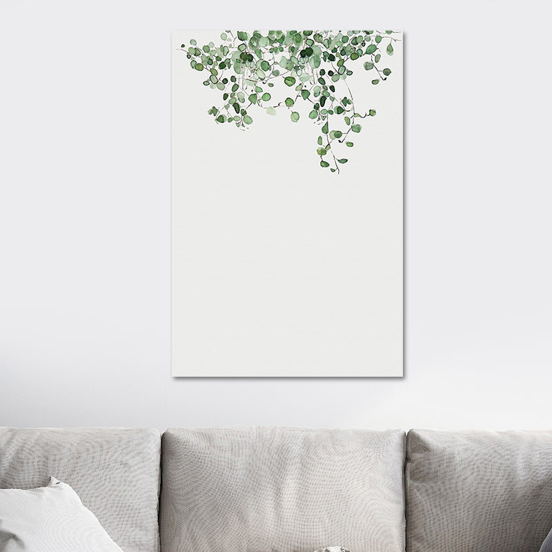 Avelena | Farmhouse Botanics Wandkunst Grünes Blatt Leinwanddruck für Das Wohnzimmer, Texturiert