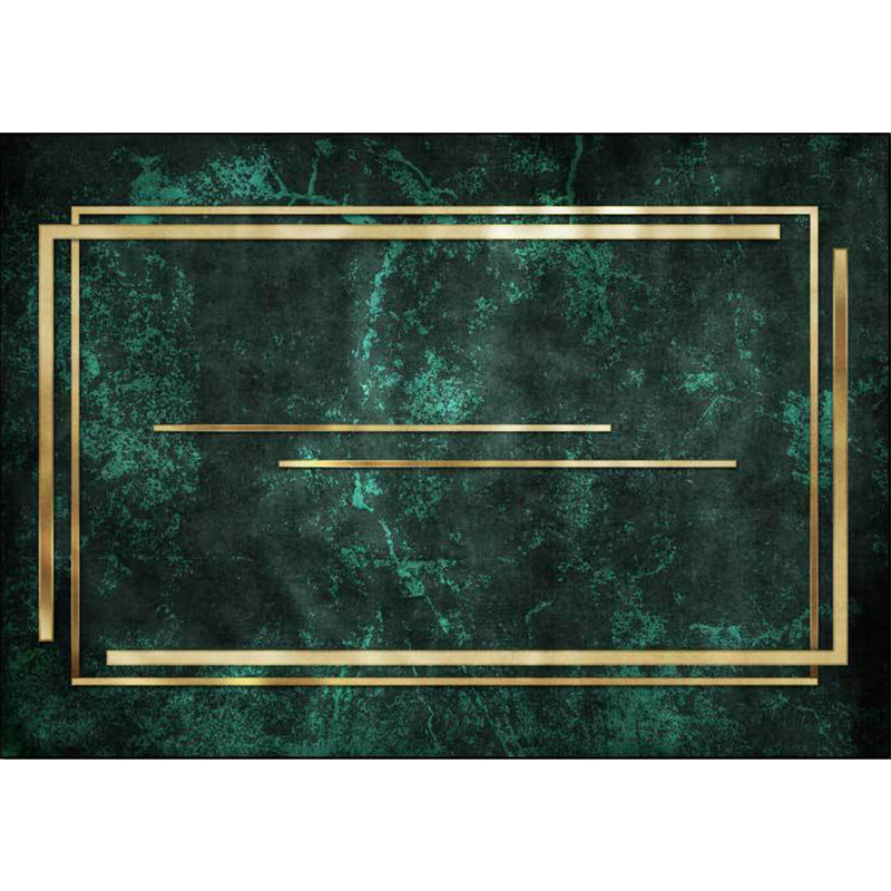 Avelena | Neuheit Abstract Teppich Grün und Gold Polyester Teppich Maschinenwaschbar Rutschfester Bereichsteppich für Das Schlafzimmer