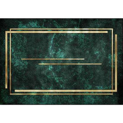 Avelena | Neuheit Abstract Teppich Grün und Gold Polyester Teppich Maschinenwaschbar Rutschfester Bereichsteppich für Das Schlafzimmer