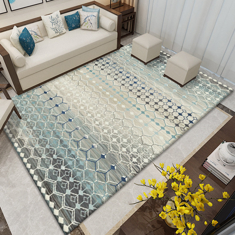 Avelena | Americana Southwestern Teppich in Grau und Weiß Geometrisch Floral Muster Teppich Polyester Rutschfester Teppich für Home Dekoration