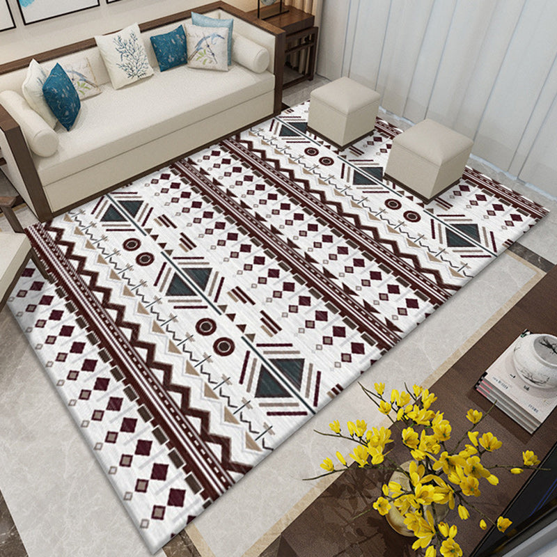 Avelena | Americana Southwestern Teppich in Grau und Weiß Geometrisch Floral Muster Teppich Polyester Rutschfester Teppich für Home Dekoration