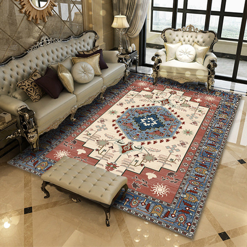 Avelena | Americana Southwestern Teppich in Grau und Weiß Geometrisch Floral Muster Teppich Polyester Rutschfester Teppich für Home Dekoration