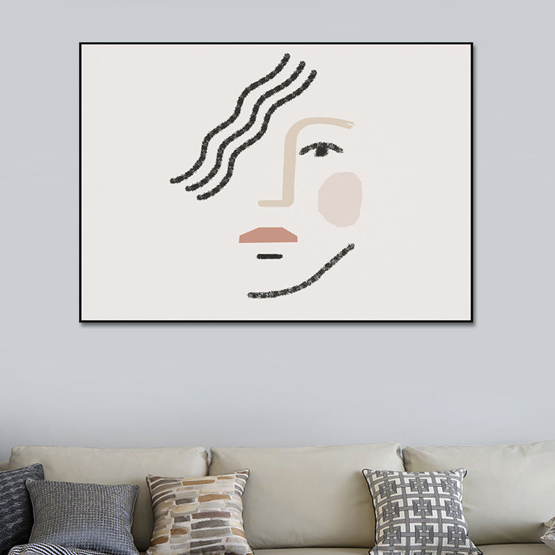 Avelena | Großes Mädchen Gesicht Porträt Malerei Weiße Leinwand Materialien Wand Kunst Druck Texturiert
