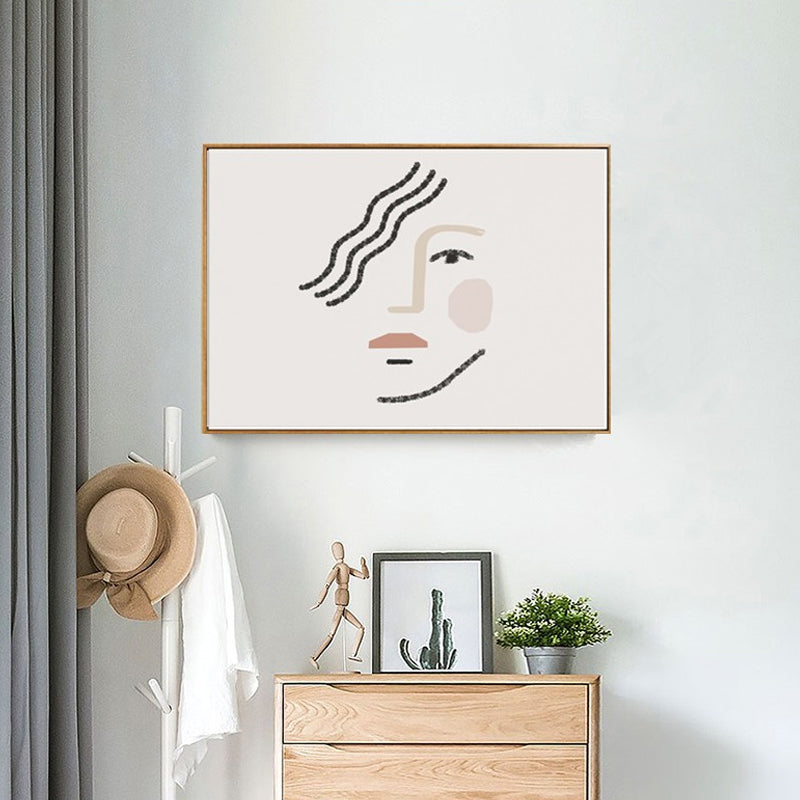 Avelena | Großes Mädchen Gesicht Porträt Malerei Weiße Leinwand Materialien Wand Kunst Druck Texturiert