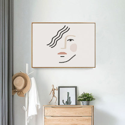 Avelena | Großes Mädchen Gesicht Porträt Malerei Weiße Leinwand Materialien Wand Kunst Druck Texturiert