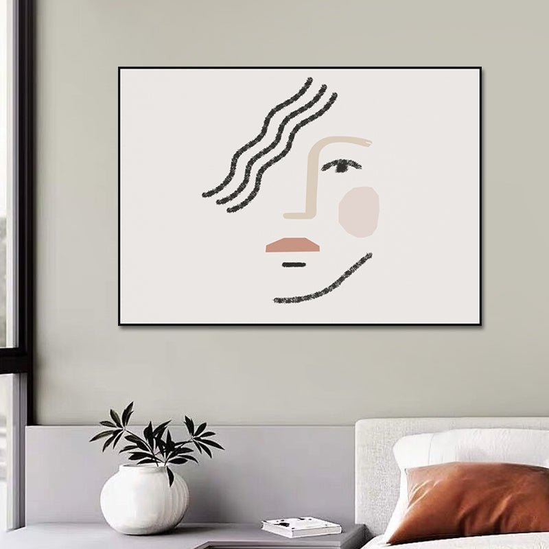 Avelena | Großes Mädchen Gesicht Porträt Malerei Weiße Leinwand Materialien Wand Kunst Druck Texturiert