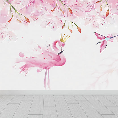 Avelena | Stehendes Feld Flamingo Tapete Moderne Vlies Wanddekoration