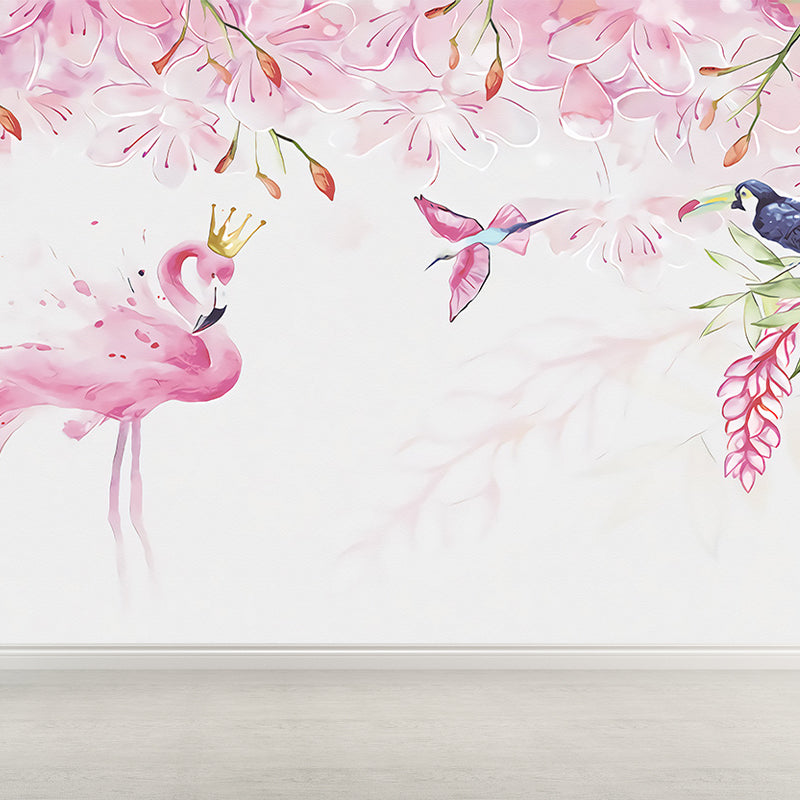 Avelena | Stehendes Feld Flamingo Tapete Moderne Vlies Wanddekoration