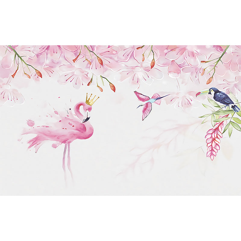 Avelena | Stehendes Feld Flamingo Tapete Moderne Vlies Wanddekoration