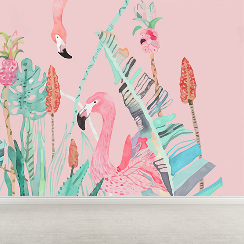 Avelena | Stehendes Feld Flamingo Tapete Moderne Vlies Wanddekoration