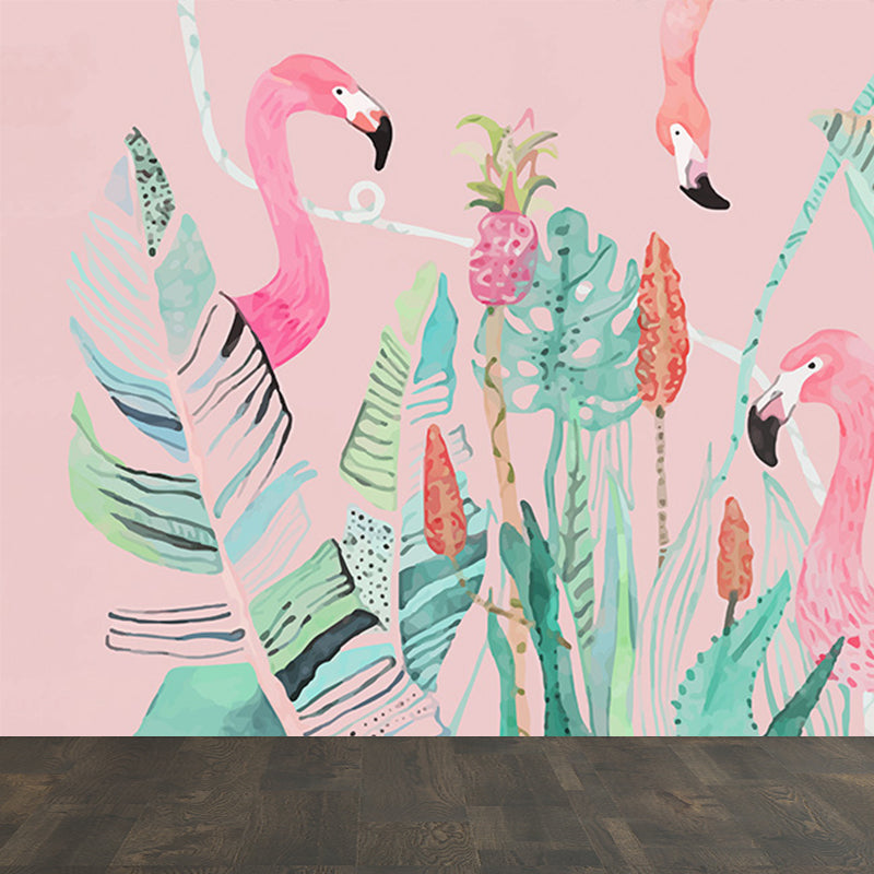 Avelena | Stehendes Feld Flamingo Tapete Moderne Vlies Wanddekoration
