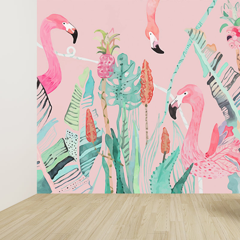 Avelena | Stehendes Feld Flamingo Tapete Moderne Vlies Wanddekoration