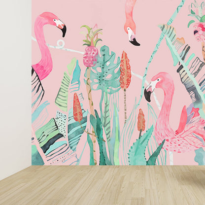 Avelena | Stehendes Feld Flamingo Tapete Moderne Vlies Wanddekoration