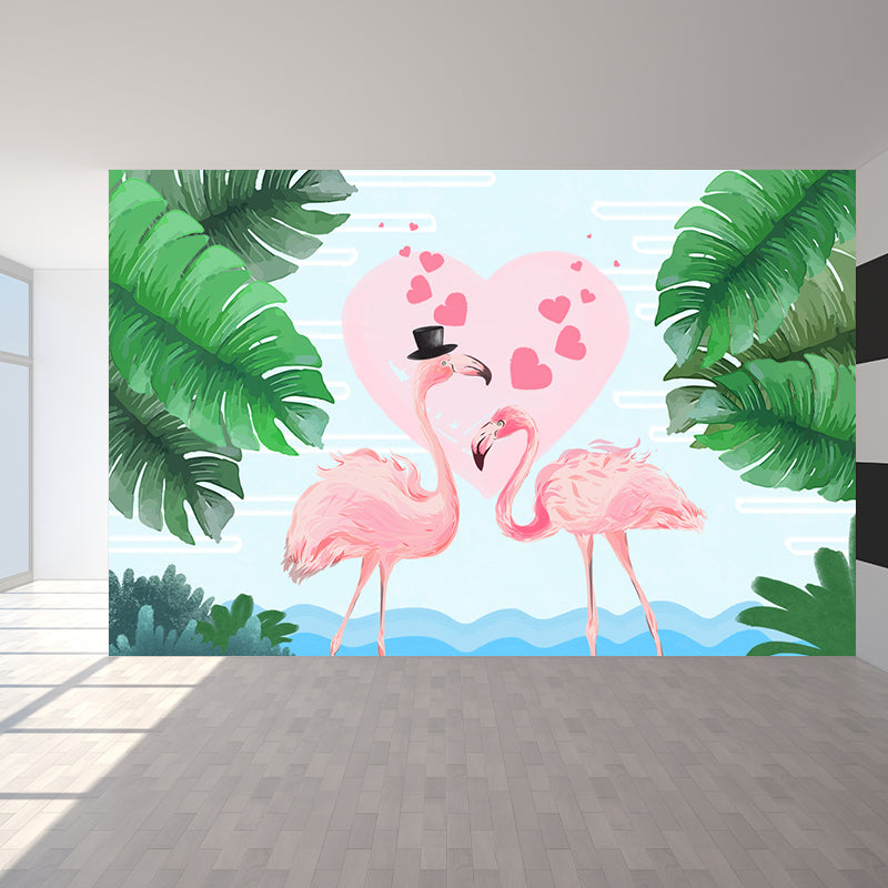 Avelena | Stehendes Feld Flamingo Tapete Moderne Vlies Wanddekoration
