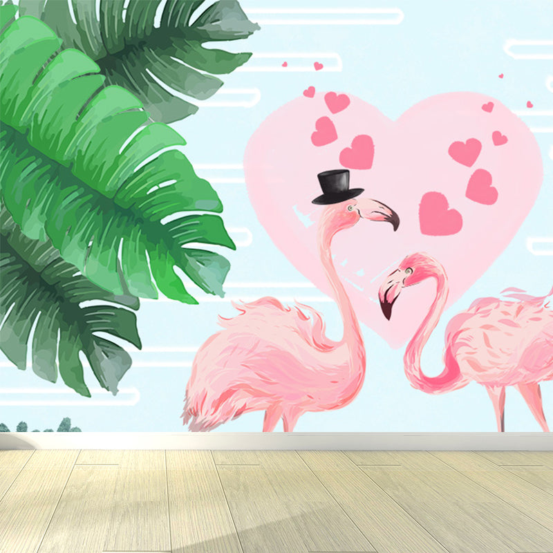 Avelena | Stehendes Feld Flamingo Tapete Moderne Vlies Wanddekoration