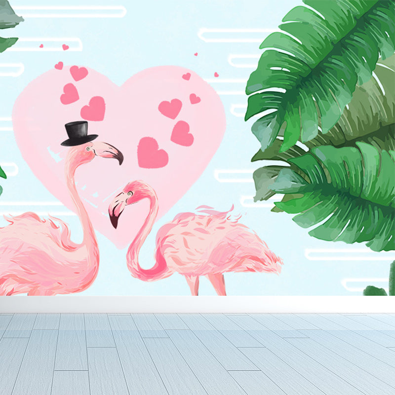 Avelena | Stehendes Feld Flamingo Tapete Moderne Vlies Wanddekoration