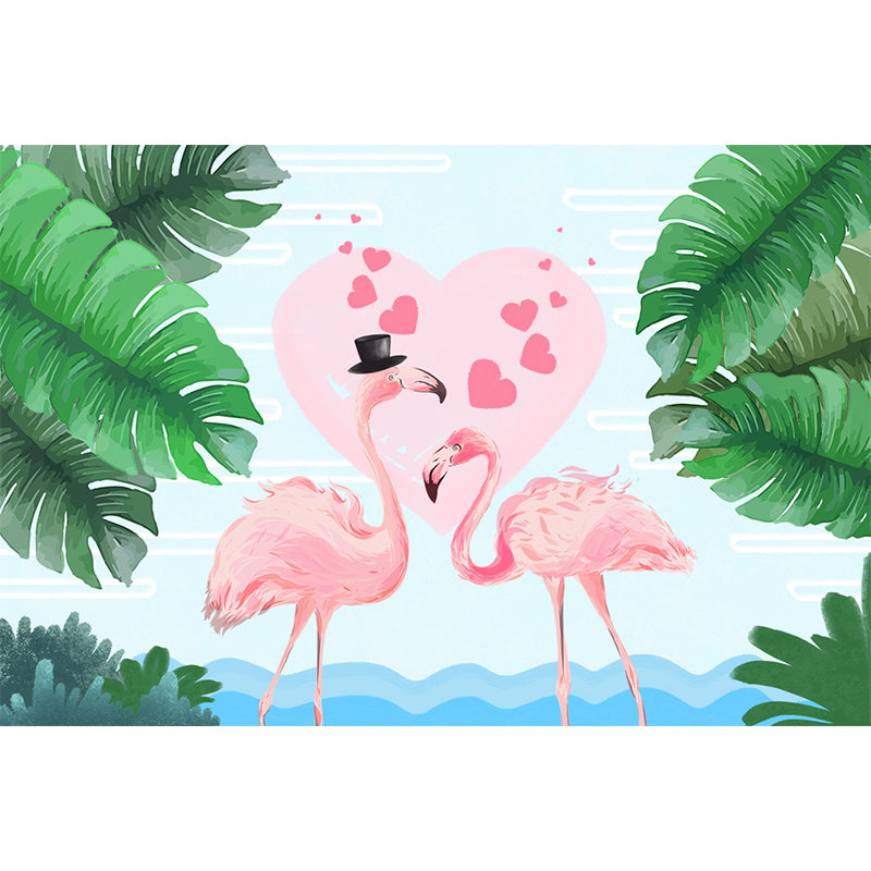 Avelena | Stehendes Feld Flamingo Tapete Moderne Vlies Wanddekoration