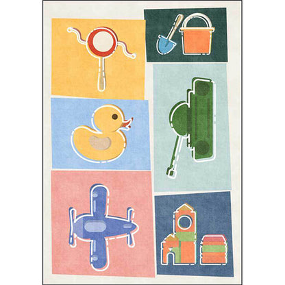 Avelena | Einzigartiger Kinderteppich Bunte Autos & Straßen Entenpanzer Flugzeug Muster Teppich Polyester Haustierfreundlicher Teppich für das Kinderzimmer