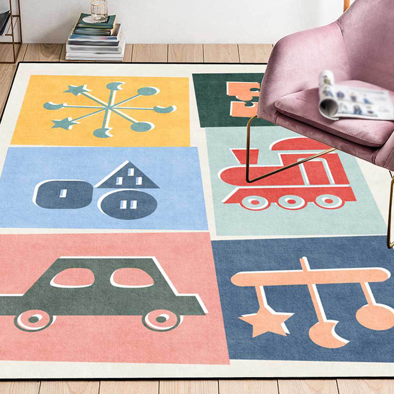 Avelena | Einzigartiger Kinderteppich Bunte Autos & Straßen Entenpanzer Flugzeug Muster Teppich Polyester Haustierfreundlicher Teppich für das Kinderzimmer