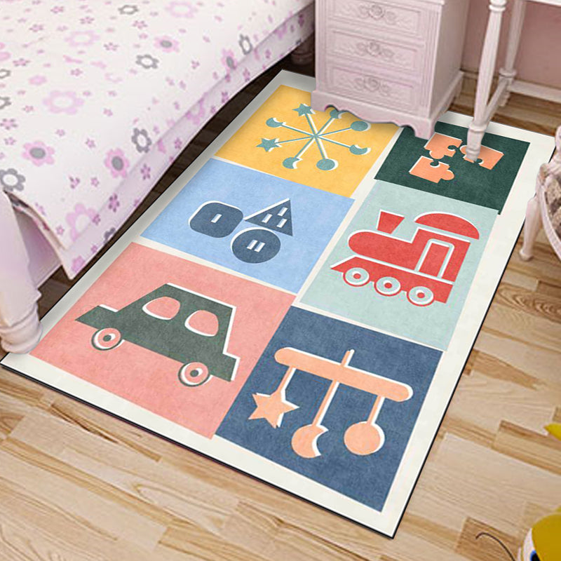 Avelena | Einzigartiger Kinderteppich Bunte Autos & Straßen Entenpanzer Flugzeug Muster Teppich Polyester Haustierfreundlicher Teppich für das Kinderzimmer