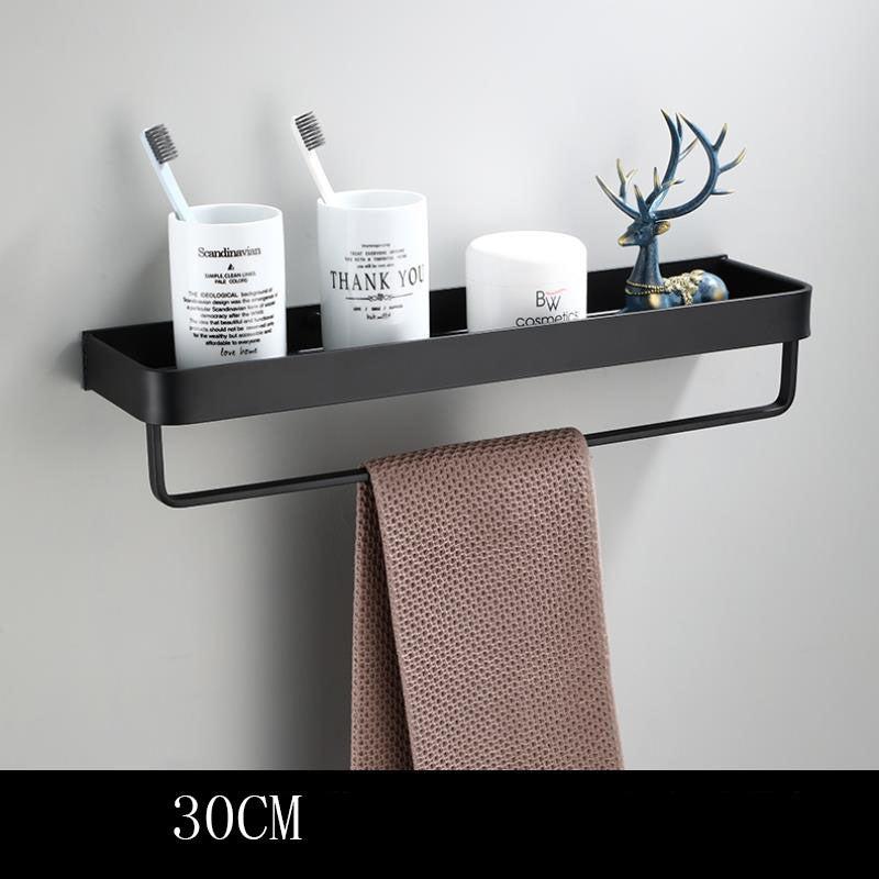 Avelena | Schwarzes Badregal-System aus Raum-Aluminium Zur Wandmontage