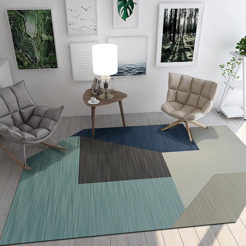 Avelena | Moderner Wohnzimmer Unregelmäßiger Teppich Bunter Farbblockmuster Teppich Polyester Haustierfreundlicher Bereichsteppich