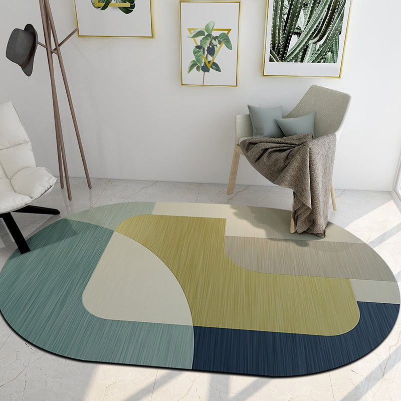 Avelena | Moderner Wohnzimmer Unregelmäßiger Teppich Bunter Farbblockmuster Teppich Polyester Haustierfreundlicher Bereichsteppich