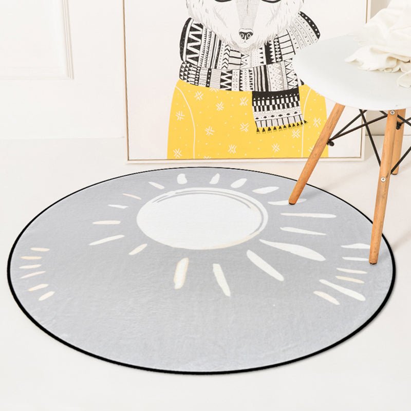 Avelena | Einfacher Kinderteppich in Pink und Blau Märchen Regenbogen Sonnenuntergang Mond Muster Teppich Polyester Waschbar Teppich für das Kinderzimmer