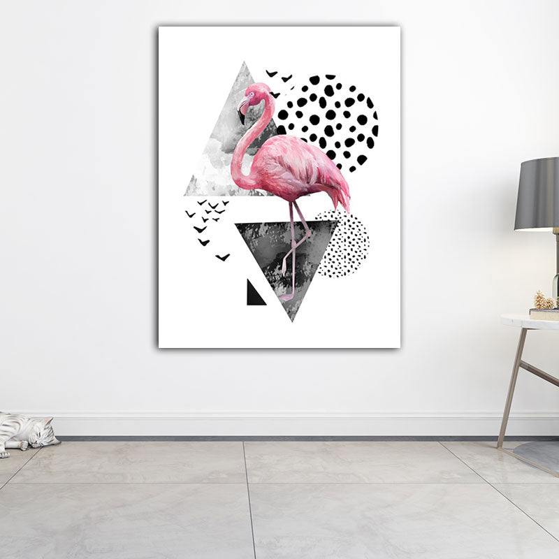 Avelena | Tropics for 80s Wrapped Canvas Flamingo und Geometrie Pink Wandkunst Drucke, Mehrere Größen