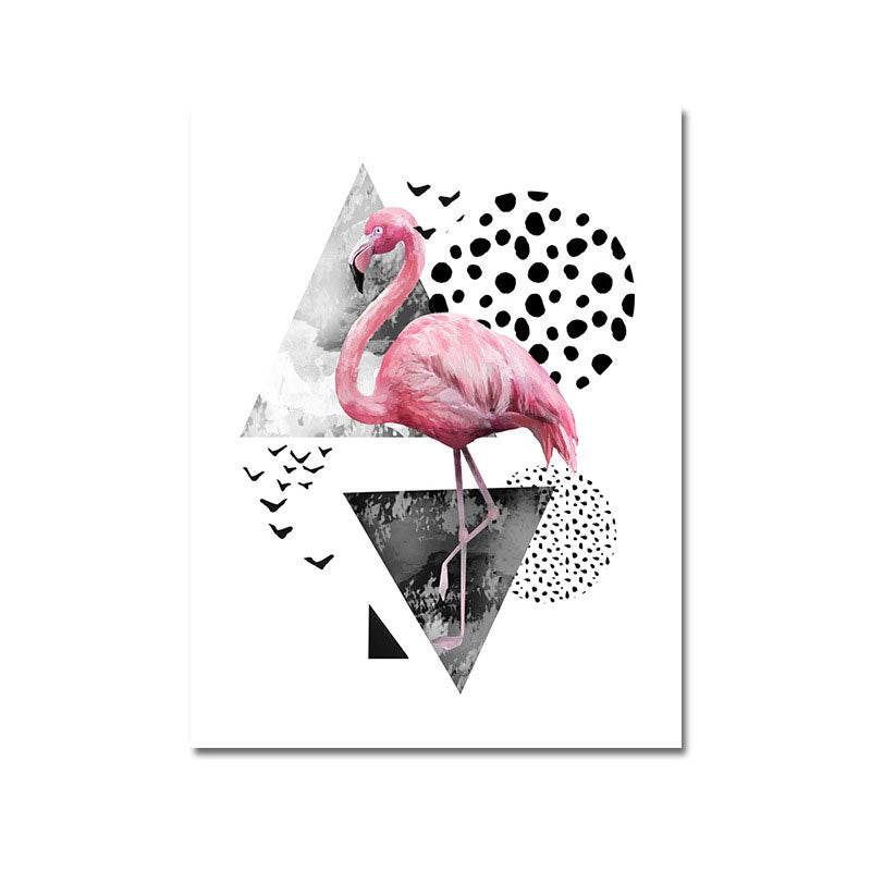 Avelena | Tropics for 80s Wrapped Canvas Flamingo und Geometrie Pink Wandkunst Drucke, Mehrere Größen