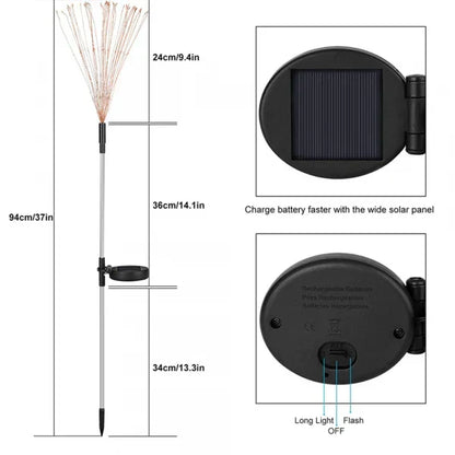 Avelena | 4 Stück Solar Feuerwerk Gartenlampen - Wetterfeste LED Dekorationsbeleuchtung, Solarenergie für Garten und Patio