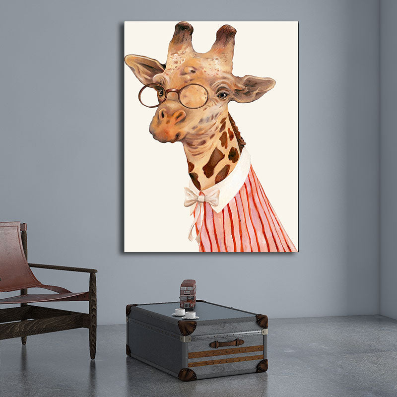 Avelena | Kinder Tier Im Anzug Leinwand Wandkunst Bunte Dekorative Malerei für Das Kinderzimmer