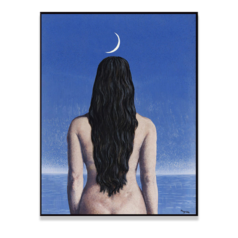 Avelena | Surrealismus Leinwandkunst Dunkle Farbe Magritte Figur Rückmalerei Wanddekoration für Das Schlafzimmer