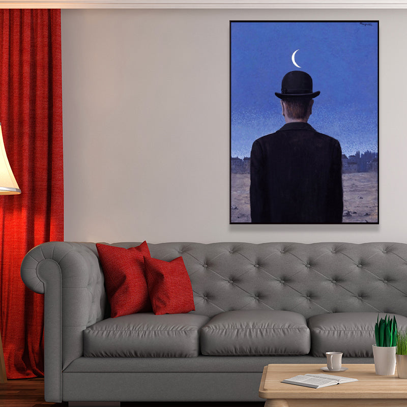 Avelena | Surrealismus Leinwandkunst Dunkle Farbe Magritte Figur Rückmalerei Wanddekoration für Das Schlafzimmer