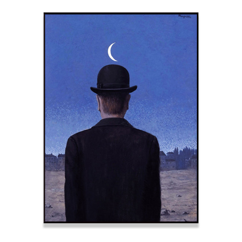 Avelena | Surrealismus Leinwandkunst Dunkle Farbe Magritte Figur Rückmalerei Wanddekoration für Das Schlafzimmer