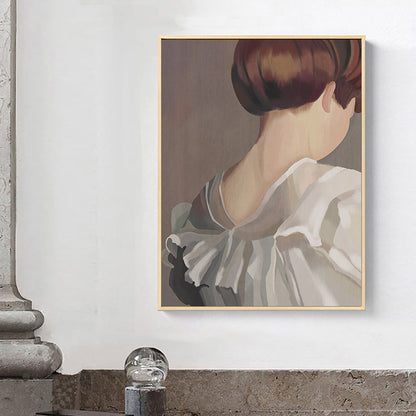 Avelena | Weiße Mädchen Rückmalerei Kunstdruck Texturiert Traditionelle Badezimmer Wanddekoration