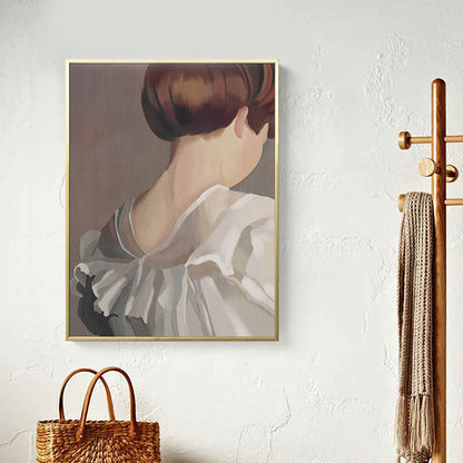 Avelena | Weiße Mädchen Rückmalerei Kunstdruck Texturiert Traditionelle Badezimmer Wanddekoration