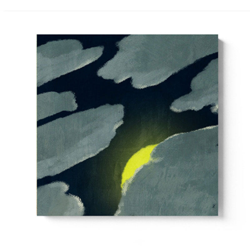 Avelena | Mond Hinter Der Wolke Leinwanddruck Dunkle Farbe Kinderkunst Gemälde für Das Kinderzimmer