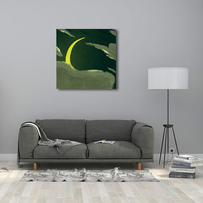 Avelena | Mond Hinter Der Wolke Leinwanddruck Dunkle Farbe Kinderkunst Gemälde für Das Kinderzimmer